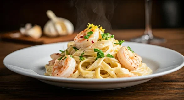 Creamy Easy Shrimp Alfredo Pasta